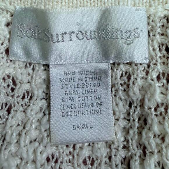 Vintage soft surroundings linen blend cream cardigan - Picture 6 of 6